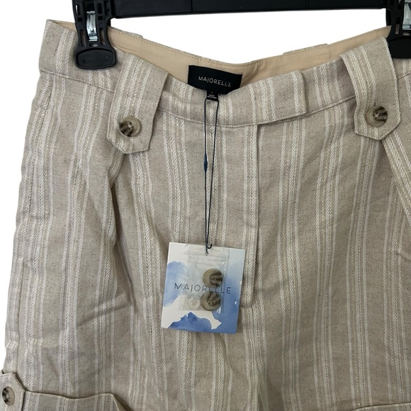 NWT Majorelle Beige Striped High Waist Metallic Shorts Size Small - Picture 2 of 4